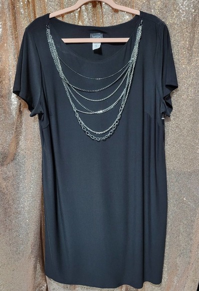 MSK Women's Statement Chain Black Shortsleeve Dress. Size 18W. - Picture 2 of 9
